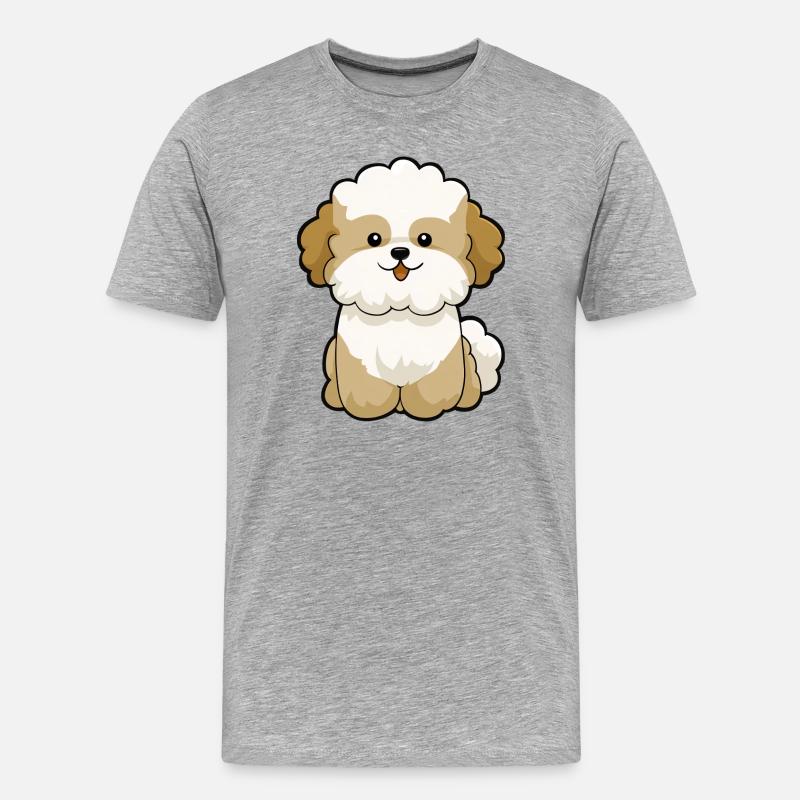 Chibi Pudel Pal Maskottchen - Männer Premium Bio T-Shirt - Grau meliert