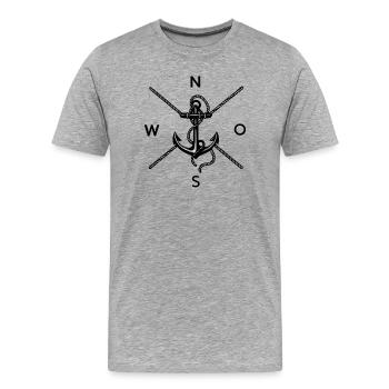 Anker-Tau Silhouette auf Schwarz - Männer Premium Bio T-Shirt - Grau meliert - Vorne - Damien (186cm)