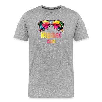 Maldives 2026 Neon Sunglasses - Men's Premium Organic T-Shirt - heather grey - Front - Damien (186cm)