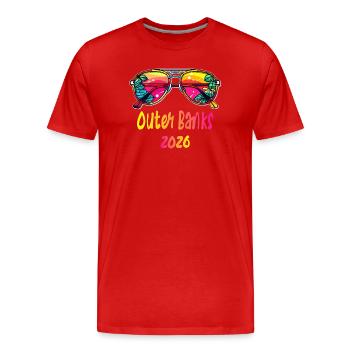 Sunglasses Tropical Getaway 2026 Outer Banks - Men's Premium Organic T-Shirt - red - Front - Damien (186cm)