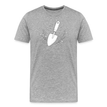 Garten Schaufel Linienstudie - Männer Premium Bio T-Shirt - Grau meliert - Vorne - Damien (186cm)