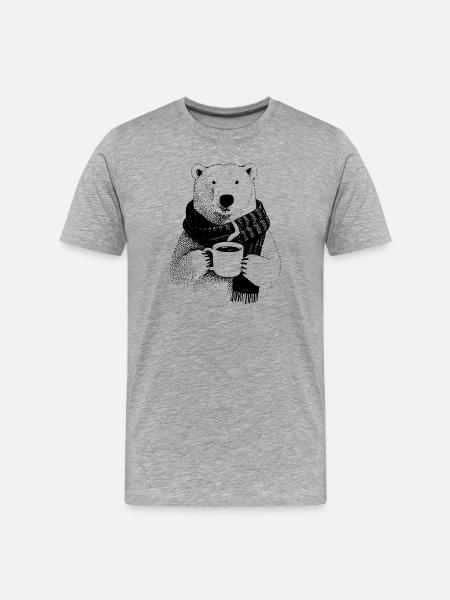 Coffee Polar Bear - Men's Premium Organic T-Shirt - heather grey