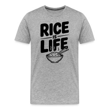 Rice Is Life - Men's Premium Organic T-Shirt - heather grey - Front - Damien (186cm)