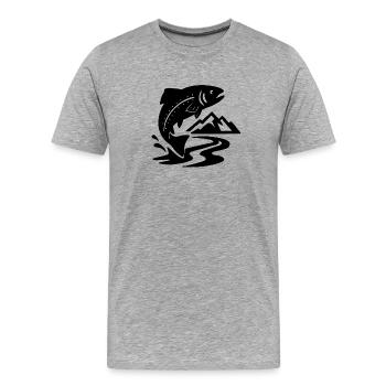 Bergflussangeln – Springende Fische - Männer Premium Bio T-Shirt - Grau meliert - Vorne - Damien (186cm)