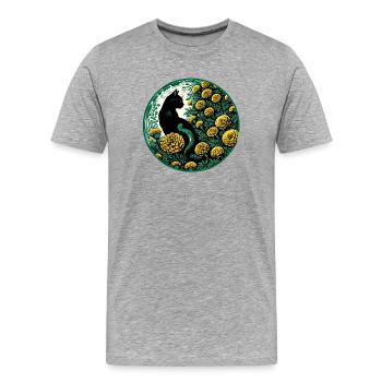 Chat de Minuit parmi les Soucis dorés - T-shirt bio Premium Homme - gris chiné - Devant - Damien (186cm)