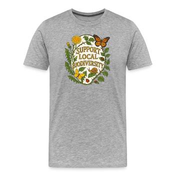 Unterstützung der lokalen Biodiversität - Männer Premium Bio T-Shirt - Grau meliert - Vorne - Damien (186cm)