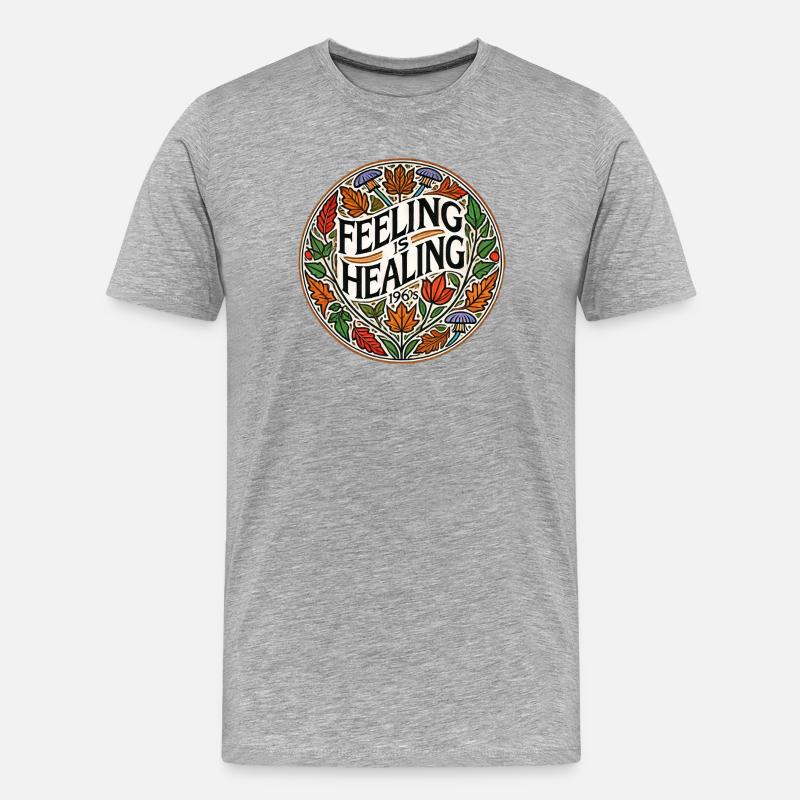 Feeling ist Healing Circle Tee - Männer Premium Bio T-Shirt - Grau meliert