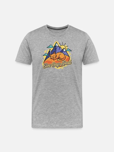 Sleeping cat over Bergen - Men's Premium Organic T-Shirt - heather grey