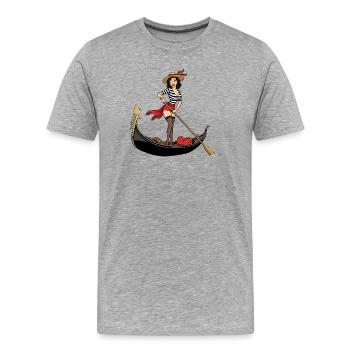 Pin-up de gondole de Venise en Italie - T-shirt bio Premium Homme - gris chiné - Devant - Damien (186cm)