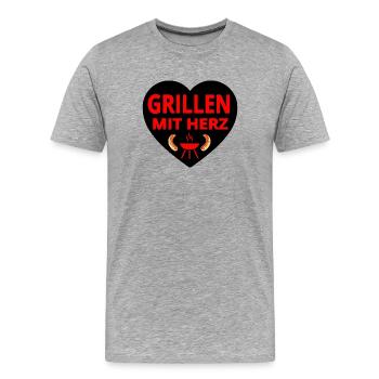Griller - T-shirt bio Premium Homme - gris chiné - Devant - Damien (186cm)