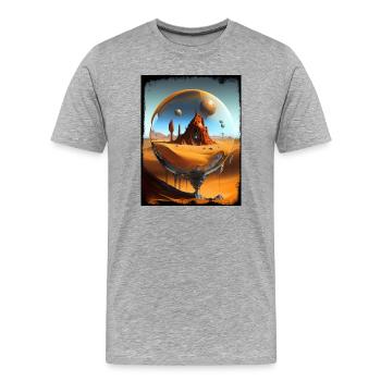 Ruines du désert orbital en verre - T-shirt bio Premium Homme - gris chiné - Devant - Damien (186cm)