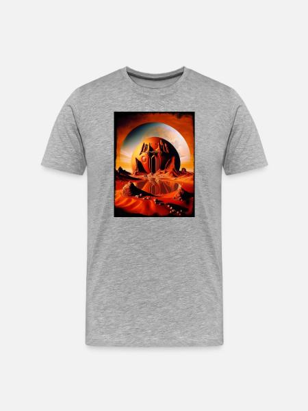 Red Moon Temple Desert Sphere - Men's Premium Organic T-Shirt - heather grey