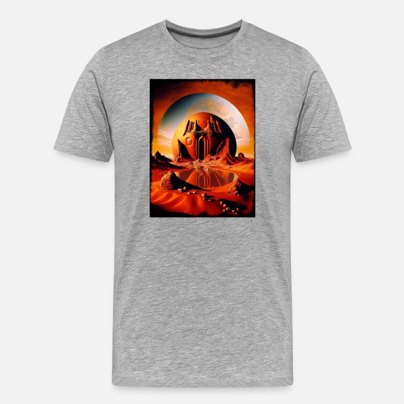 Roter Mondtempel Desert Sphere - Männer Premium Bio T-Shirt - Grau meliert