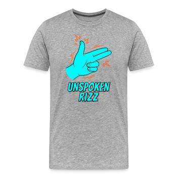 Unspoken Rizz Hand Zeichen - Männer Premium Bio T-Shirt - Grau meliert - Vorne - Damien (186cm)