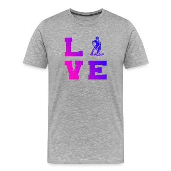 Motif emblématique du floorball - T-shirt bio Premium Homme - gris chiné - Devant - Damien (186cm)