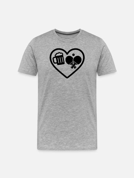 Heart Beer Tischtennis-Humor - Männer Premium Bio T-Shirt - Grau meliert