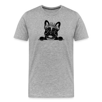 Bouledogue français - T-shirt bio Premium Homme - gris chiné - Devant - Damien (186cm)