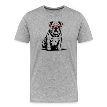 Bouledogue français - T-shirt bio Premium Homme - gris chiné - Devant - Damien (186cm)
