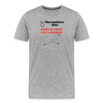 Sternzeichen Stier Foodie-Edition, Geburtstag - Männer Premium Bio T-Shirt - Grau meliert - Vorne - Damien (186cm)