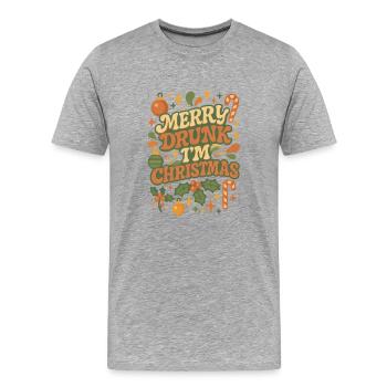 Joyeux ivrogne Je suis Noël - T-shirt bio Premium Homme - gris chiné - Devant - Damien (186cm)