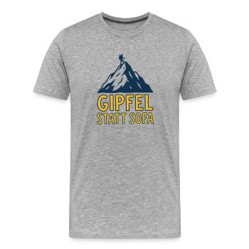 Gipfel statt Sofa - Männer Premium Bio T-Shirt - Grau meliert - Vorne - Damien (186cm)