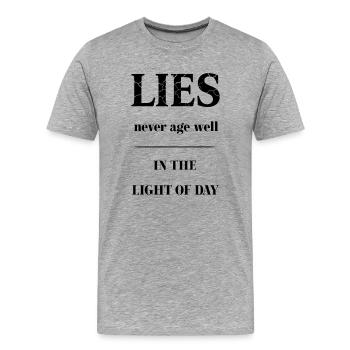 LIES – Fraction Texture Typography - Men's Premium Organic T-Shirt - heather grey - Front - Damien (186cm)