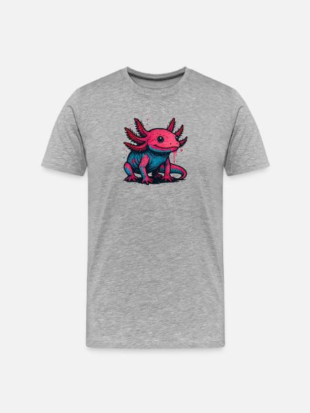 Neon Axolotl Splash - Men's Premium Organic T-Shirt - heather grey