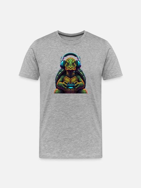 Turtle Gaming Animal Video Games Funny - Men's Premium Organic T-Shirt - heather grey