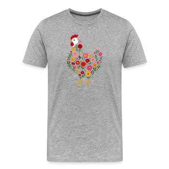 Huhn Hühner blumen - Männer Premium Bio T-Shirt - Grau meliert - Vorne - Damien (186cm)