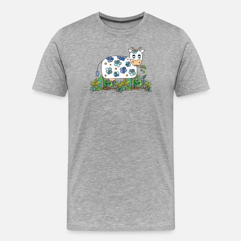 Kuh - Männer Premium Bio T-Shirt - Grau meliert