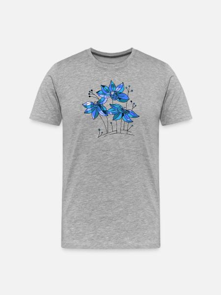 Blumen - Männer Premium Bio T-Shirt - Grau meliert