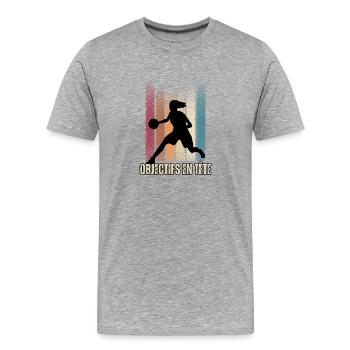 Objectifs en tête - T-shirt bio Premium Homme - gris chiné - Devant - Damien (186cm)