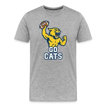Mascotte Wild Cats Football Go Cats Conception de la puissance - T-shirt bio Premium Homme - gris chiné - Devant - Damien (186cm)