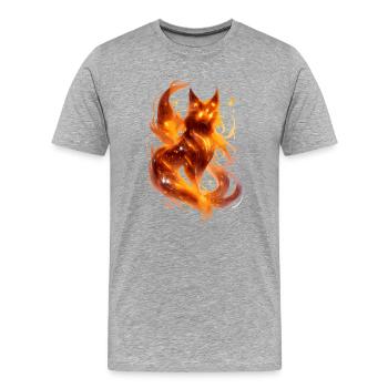 Feuerfuchs im Sternenfluss - Männer Premium Bio T-Shirt - Grau meliert - Vorne - Damien (186cm)