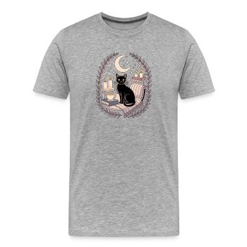 Soft Goth Cozy Goth Katze Mondzauber - Männer Premium Bio T-Shirt - Grau meliert - Vorne - Damien (186cm)