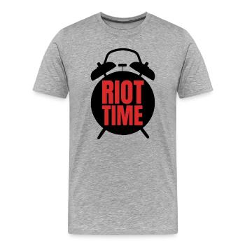 Riot Time – Bold Red Text Design - Men's Premium Organic T-Shirt - heather grey - Front - Damien (186cm)