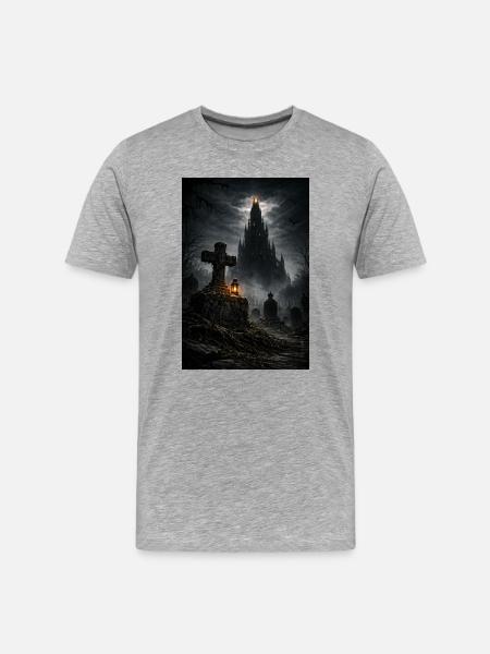 Gothic Castle in the Fog - Men's Premium Organic T-Shirt - heather grey