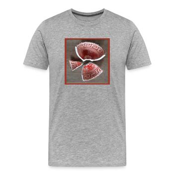 zerbrochene Schale Musterung  - Männer Premium Bio T-Shirt - Grau meliert - Vorne - Damien (186cm)