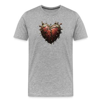 Steampunk Heart - Men's Premium Organic T-Shirt - heather grey - Front - Damien (186cm)