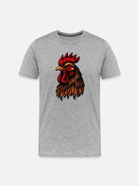 Rooster head in neon style - Men's Premium Organic T-Shirt - heather grey