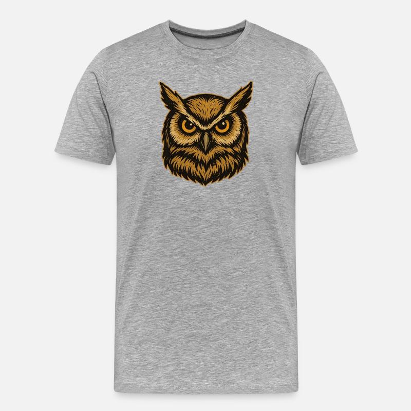 Goldene Eulenkopf Illustration - Männer Premium Bio T-Shirt - Grau meliert