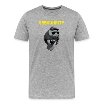 SEEKUHRITY - Security Seekuh Tier Motiv - Männer Premium Bio T-Shirt - Grau meliert - Vorne - Damien (186cm)