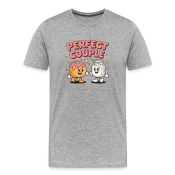 Perfect Couple Donut And Milk Fun Art - Männer Premium Bio T-Shirt - Grau meliert - Vorne - Damien (186cm)