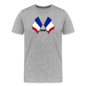 Drapeau français croisé - T-shirt bio Premium Homme - gris chiné - Devant - Damien (186cm)