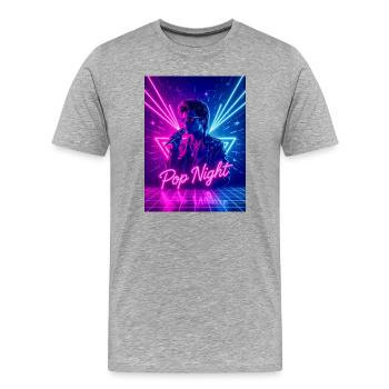 Boombox-Pop-Nacht – Achtzigerjahre-Soundstil - Männer Premium Bio T-Shirt - Grau meliert - Vorne - Damien (186cm)