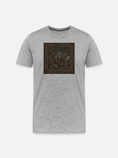 Wikinger Waschbär Krieger Mit Runenaxt - Männer Premium Bio T-Shirt - Grau meliert