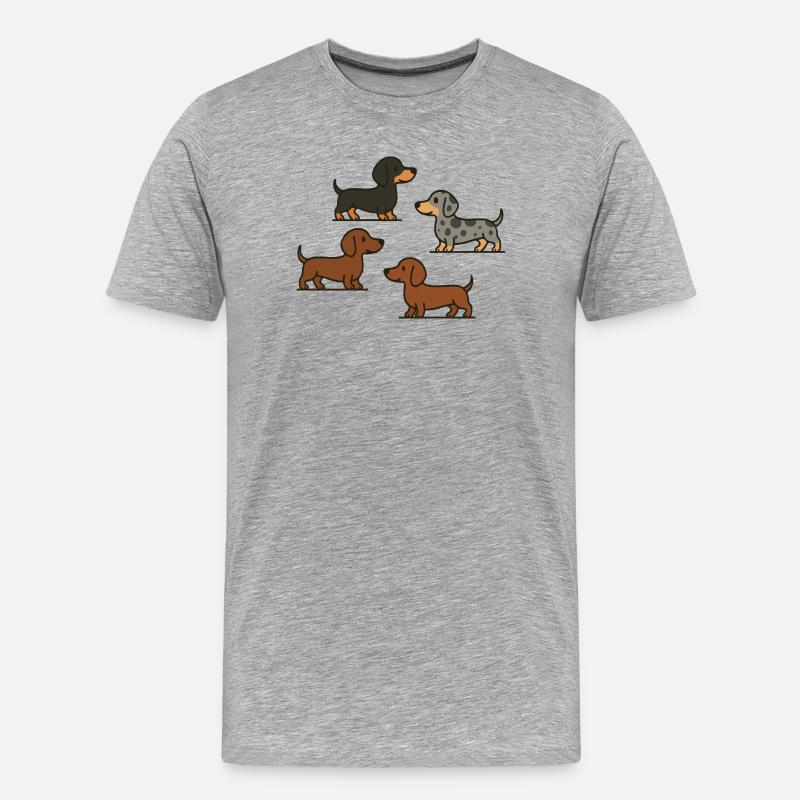 Quatuor teckel : Spotted & Solid - T-shirt bio Premium Homme - gris chiné