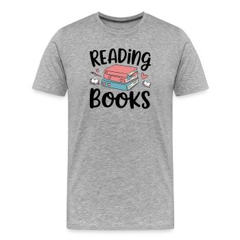 lire des livres - T-shirt bio Premium Homme - gris chiné - Devant - Damien (186cm)