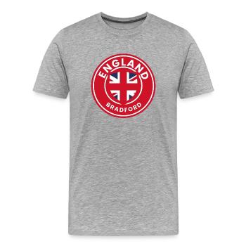 Bradford England Emblem - Männer Premium Bio T-Shirt - Grau meliert - Vorne - Damien (186cm)