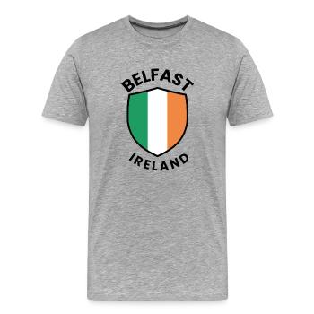 Bouclier d’Irlande de Belfast - T-shirt bio Premium Homme - gris chiné - Devant - Damien (186cm)